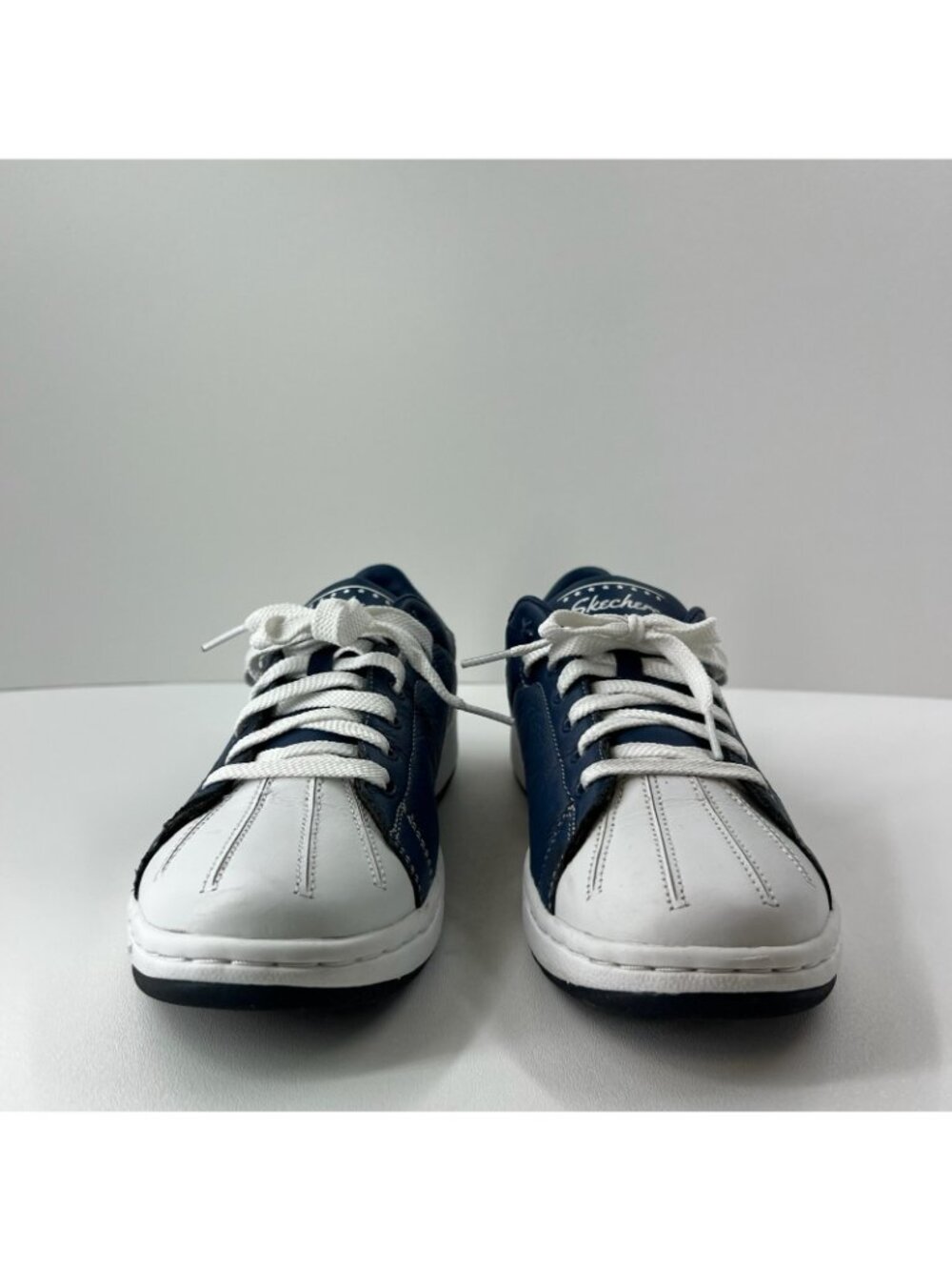Skechers Alpha Lite Fair Share Retro Sneakers Womens 9.5 Shell Toe Leather Navy - Picture 3 of 11